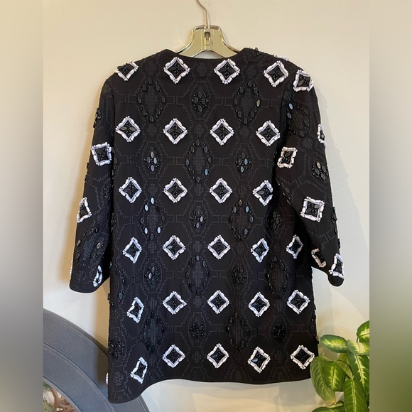 H&M Black Embroidered Beaded Coat Sz 6 - Picture 3 of 3